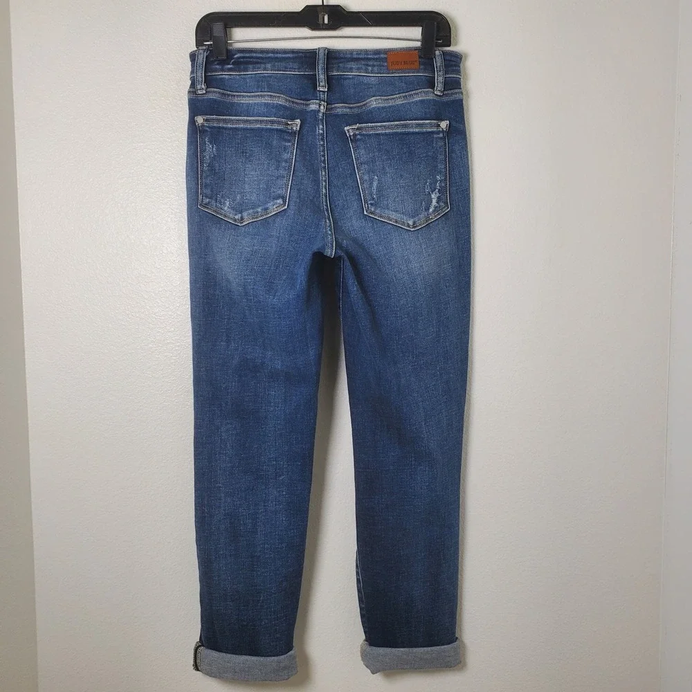 Judy Blue Boyfriend Fit Distressed‎ Stretch Denim Jeans Size 5 / 27 JB82427MD-CO